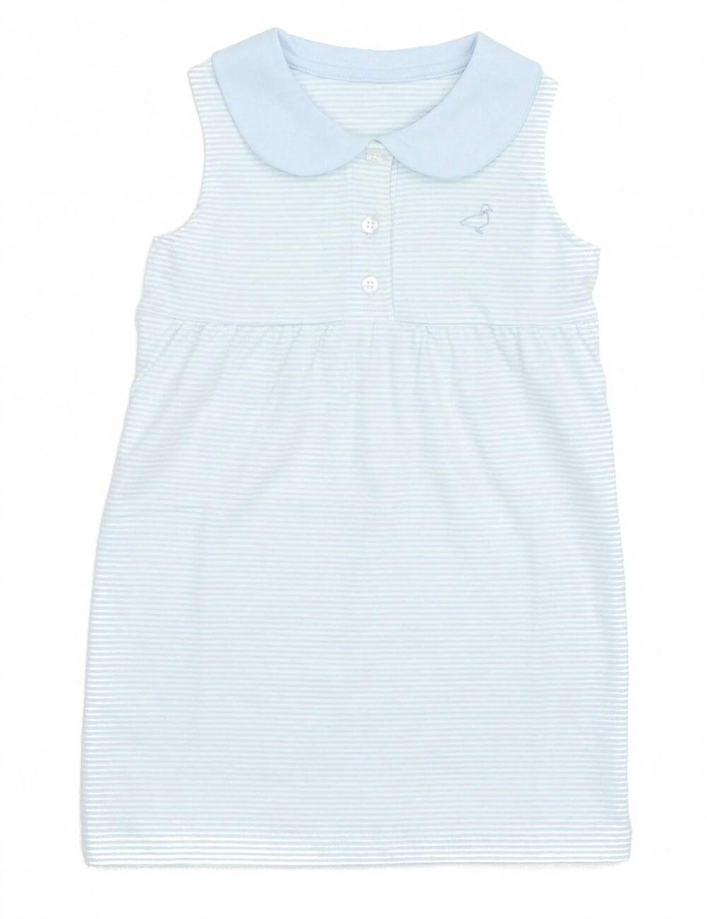 NEW PROPERLY TIED girls jackson dress in powder blue stripe
